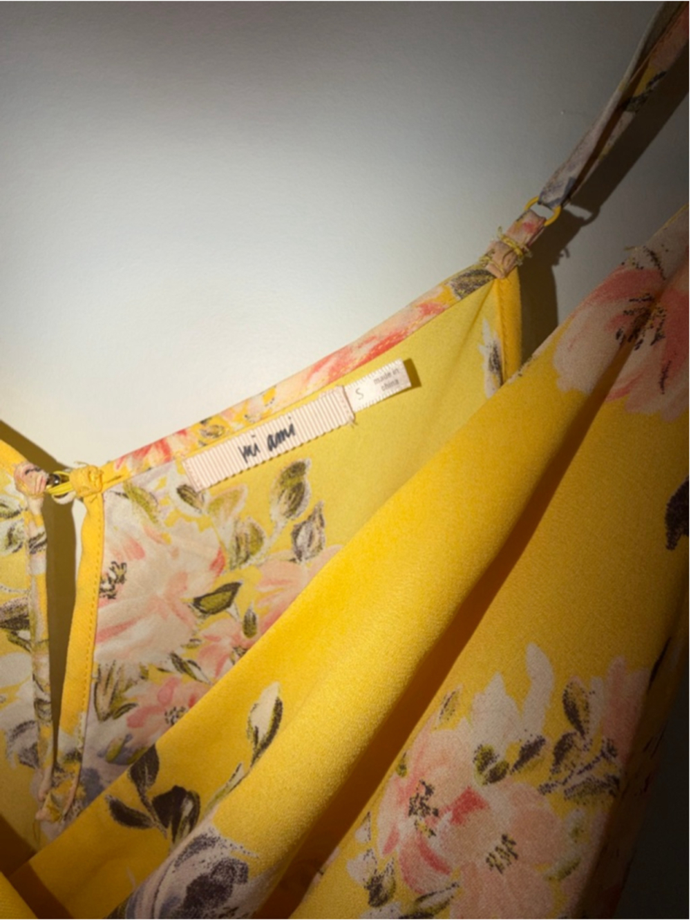 Francesca Mi Ami S Yellow Floral Chiffon Sheer Midi Dress Women Sundress Garden - Picture 3 of 11